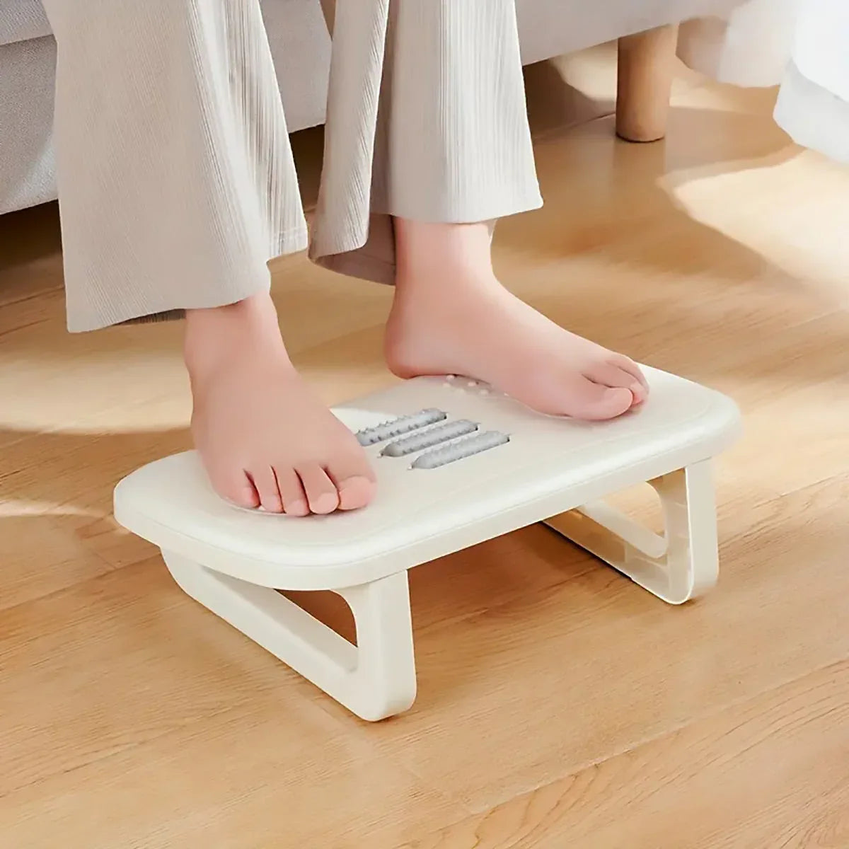 Ergonomic Office Footrest Adjustable Under Desk Stool Anti Fatigue Foot Support - White - Mekamart Australia