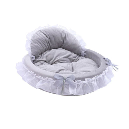 Princess Pet Kennel Soft Comfortable Cat and Dog Bed House for Small Pets - Grey - Mekamart Australia