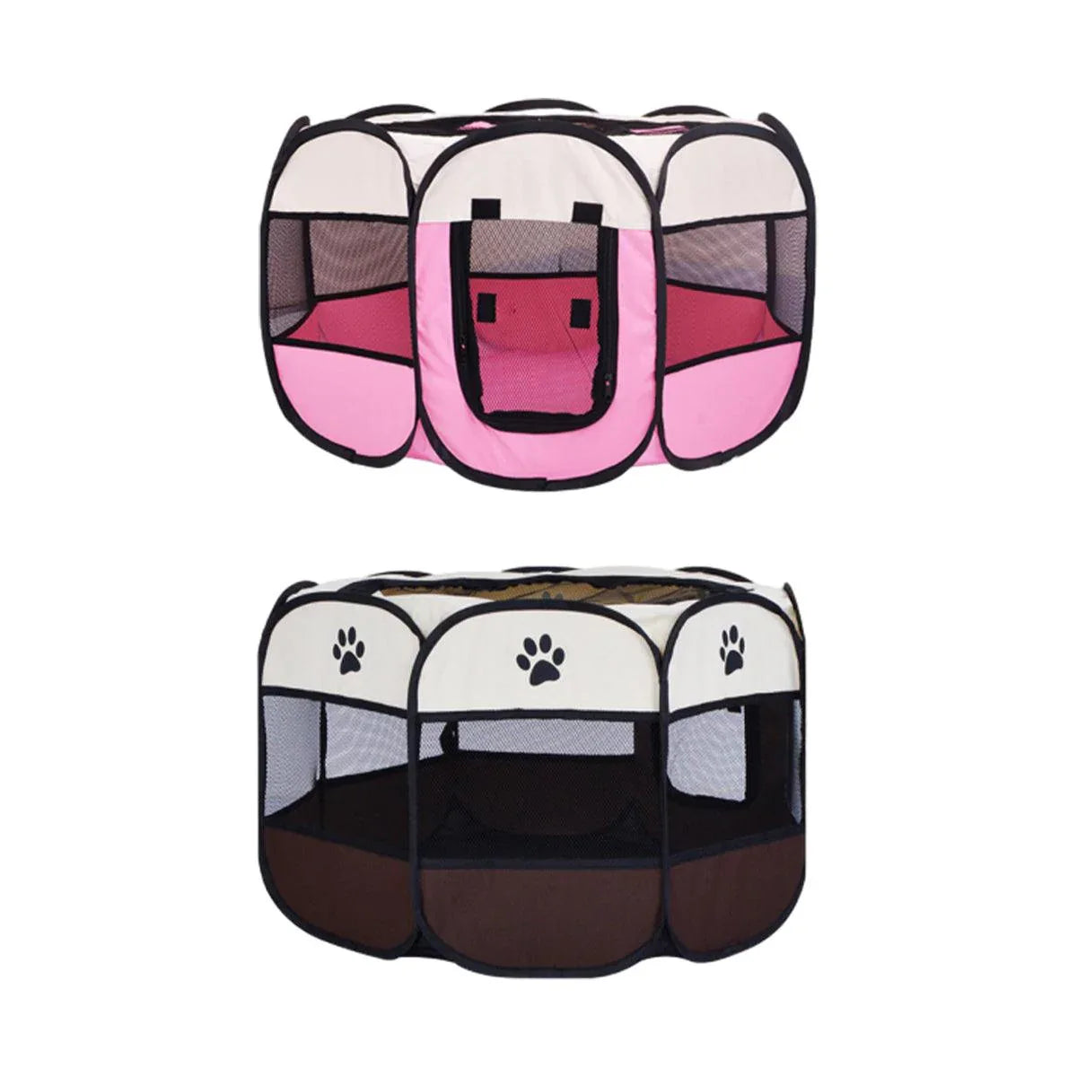 Pet Fence Indoor Cat Dog Tent Octagonal Fence Portable Foldable Cage Kennel - S-Pink - Mekamart Australia