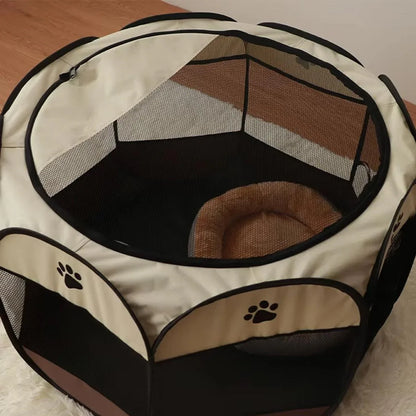 Pet Fence Indoor Cat Dog Tent Octagonal Fence Portable Foldable Cage Kennel - S-Pink - Mekamart Australia
