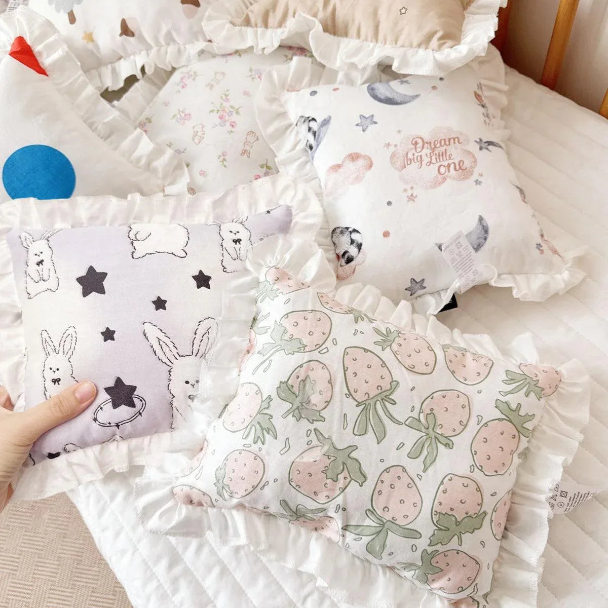 Lace Cat Pillow Soft Pet Cushion for Sleeping Comfortable Kitty Bed Cushion - White Strawberry - Mekamart Australia