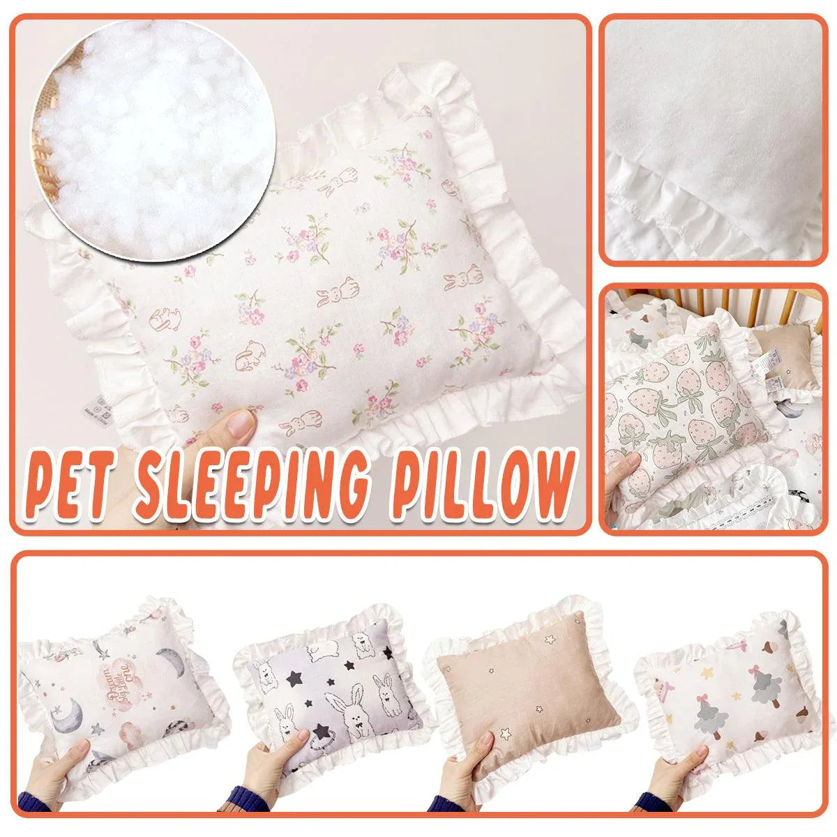 Lace Cat Pillow Soft Pet Cushion for Sleeping Comfortable Kitty Bed Cushion - White Moon - Mekamart Australia