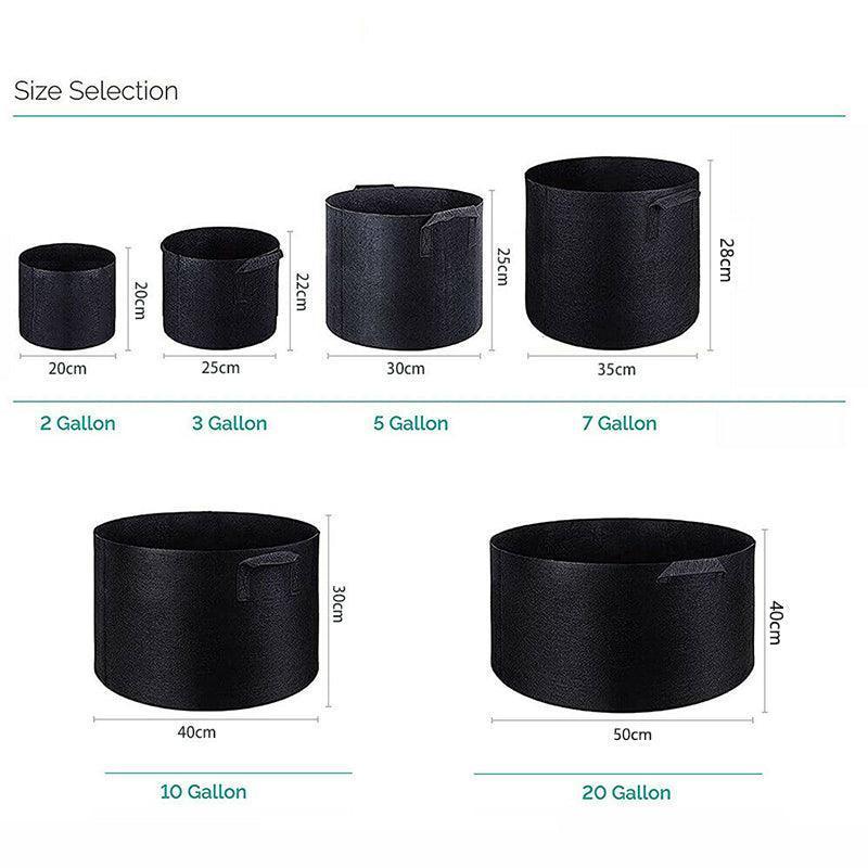 10 Pack Breathable Fabric Plant Grow Pots 2 to 20 Gallon Sizes - 10 Gallon-10PCS - Mekamart Australia