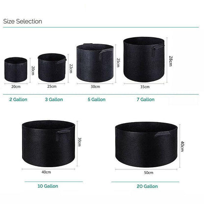 10 Pack Breathable Fabric Plant Grow Pots 2 to 20 Gallon Sizes - 10 Gallon-10PCS - Mekamart Australia