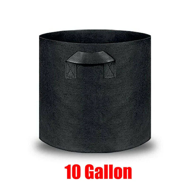 10 Pack Breathable Fabric Plant Grow Pots 2 to 20 Gallon Sizes - 10 Gallon-10PCS - Mekamart Australia
