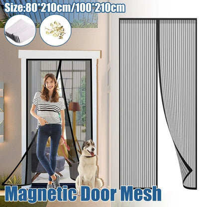 Striped Screen Door Curtain Mesh with Auto Close for Insect Protection and Ventilation - 80*210cm - Mekamart Australia