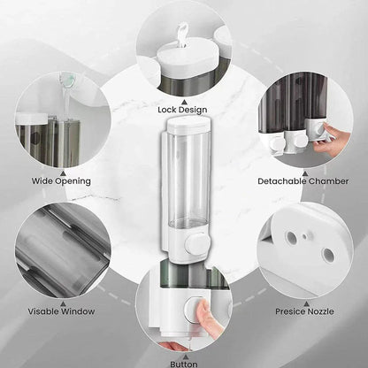 Wall Mounted Soap Dispenser Manual Press Shower Gel Bottle for Hand Sanitizer - Mekamart Australia
