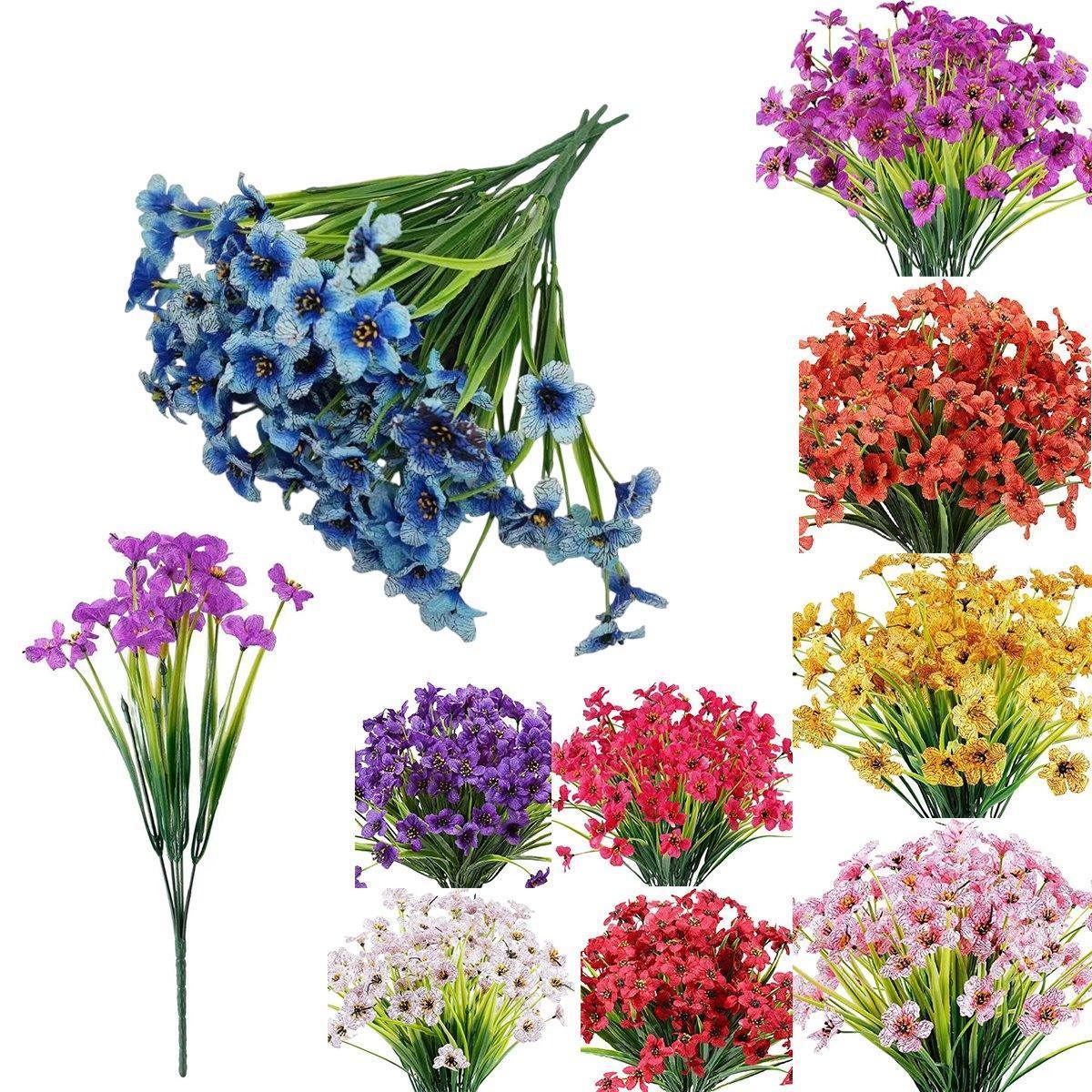 12pcs Artificial Flowers Set for Home Decor Wedding Party Fake Floral Decor - Blue - Mekamart Australia