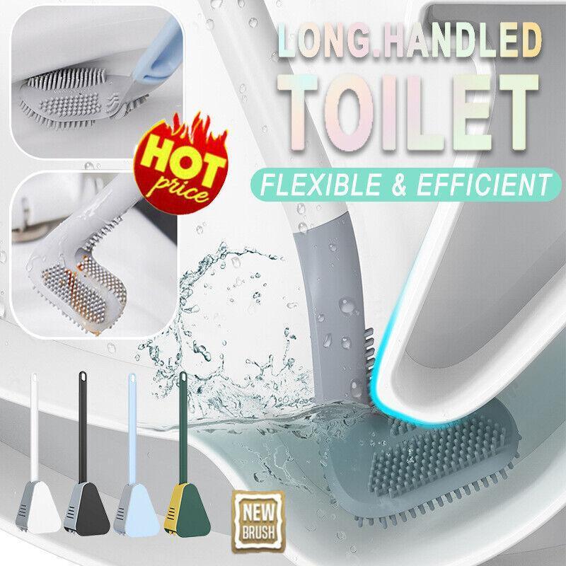 Golf Toilet Brush Long-Handled Toilet Brush Wall-Mounted Silicone Toilet Brush - White - Mekamart Australia