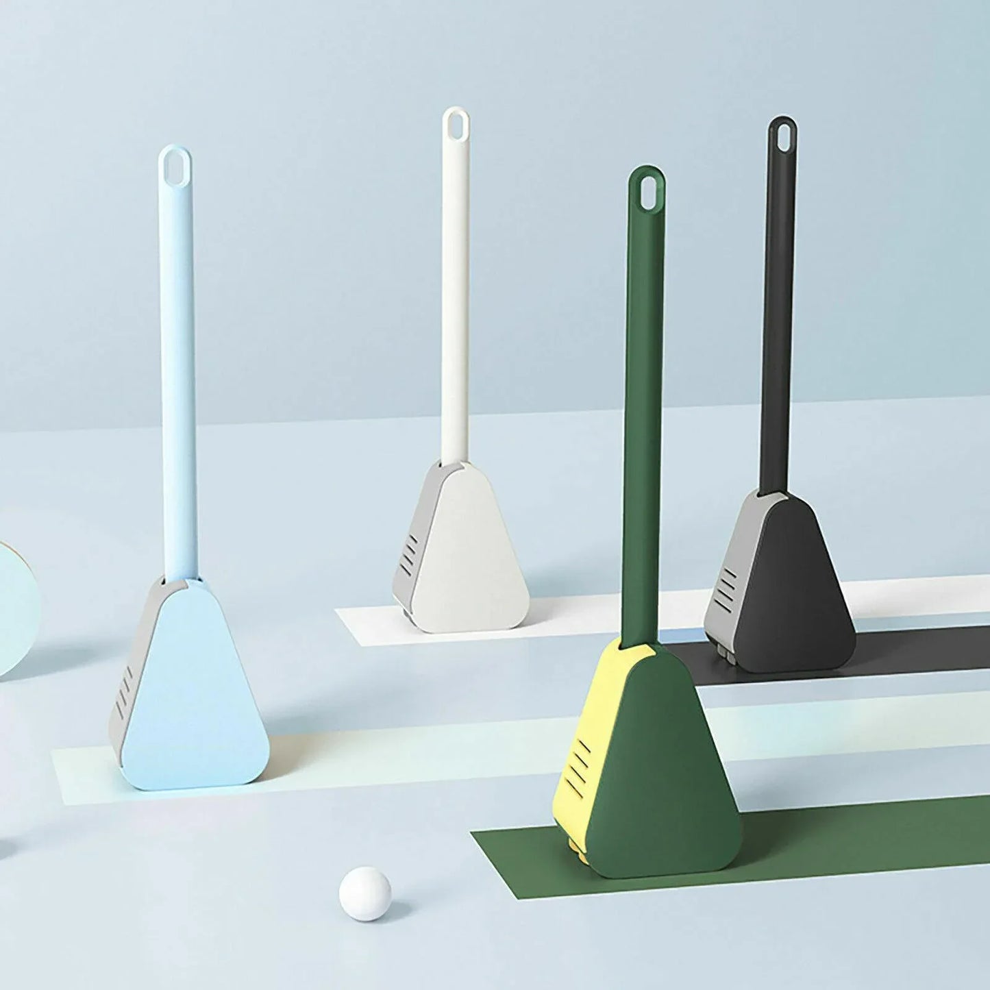 Golf Toilet Brush Long-Handled Toilet Brush Wall-Mounted Silicone Toilet Brush - White - Mekamart Australia