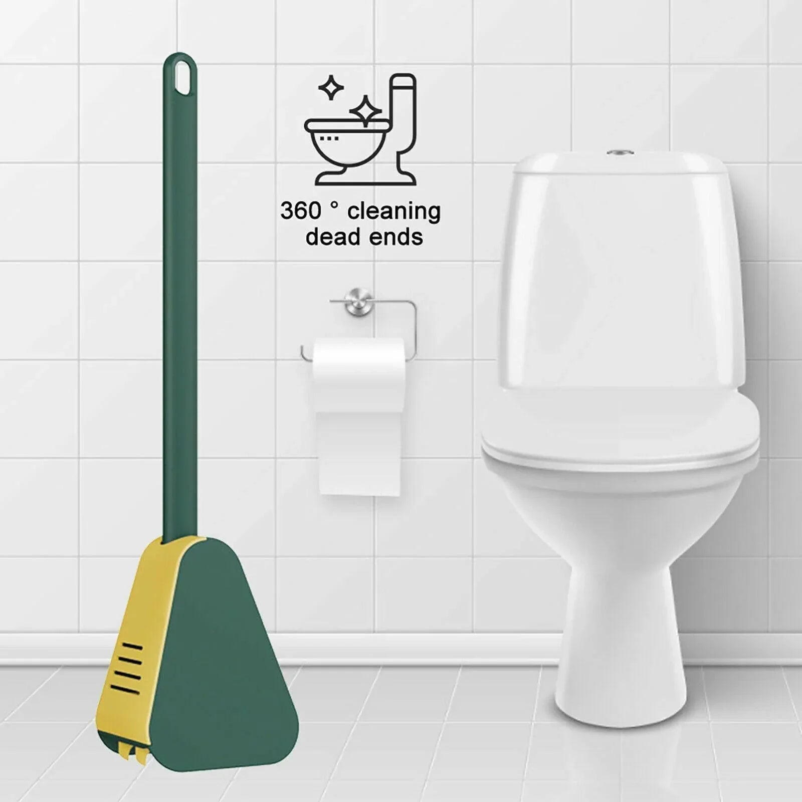 Golf Toilet Brush Long-Handled Toilet Brush Wall-Mounted Silicone Toilet Brush - White - Mekamart Australia