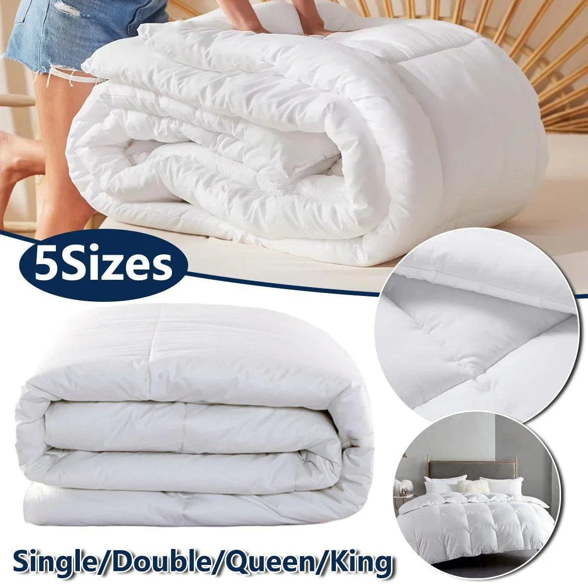 Luxury Hotel Quilt Core – Soft Microfiber Down Alternative Comforter for All Seasons - 140x210cm-Brushed - Mekamart Australia