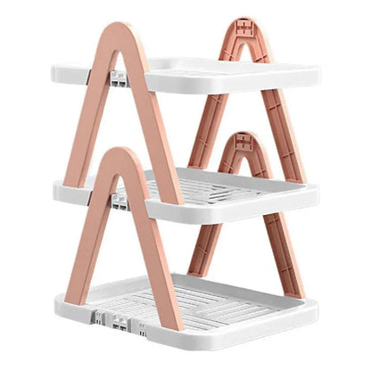 2/3 Tier Removable Shoe Rack Folding Storage Shelf Simple Space Saving Organizer - 2Tier-Pink - Mekamart Australia