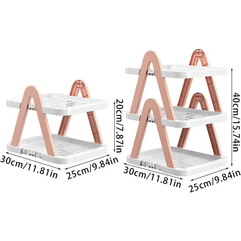 2/3 Tier Removable Shoe Rack Folding Storage Shelf Simple Space Saving Organizer - 3Tier-Pink - Mekamart Australia