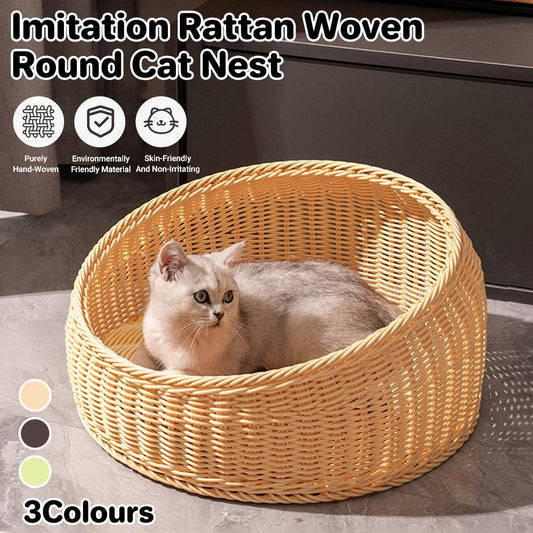 Rattan Cat Nest Four Seasons Open Cat House Summer Bed for Cats Pet Supplies - Green - Mekamart Australia
