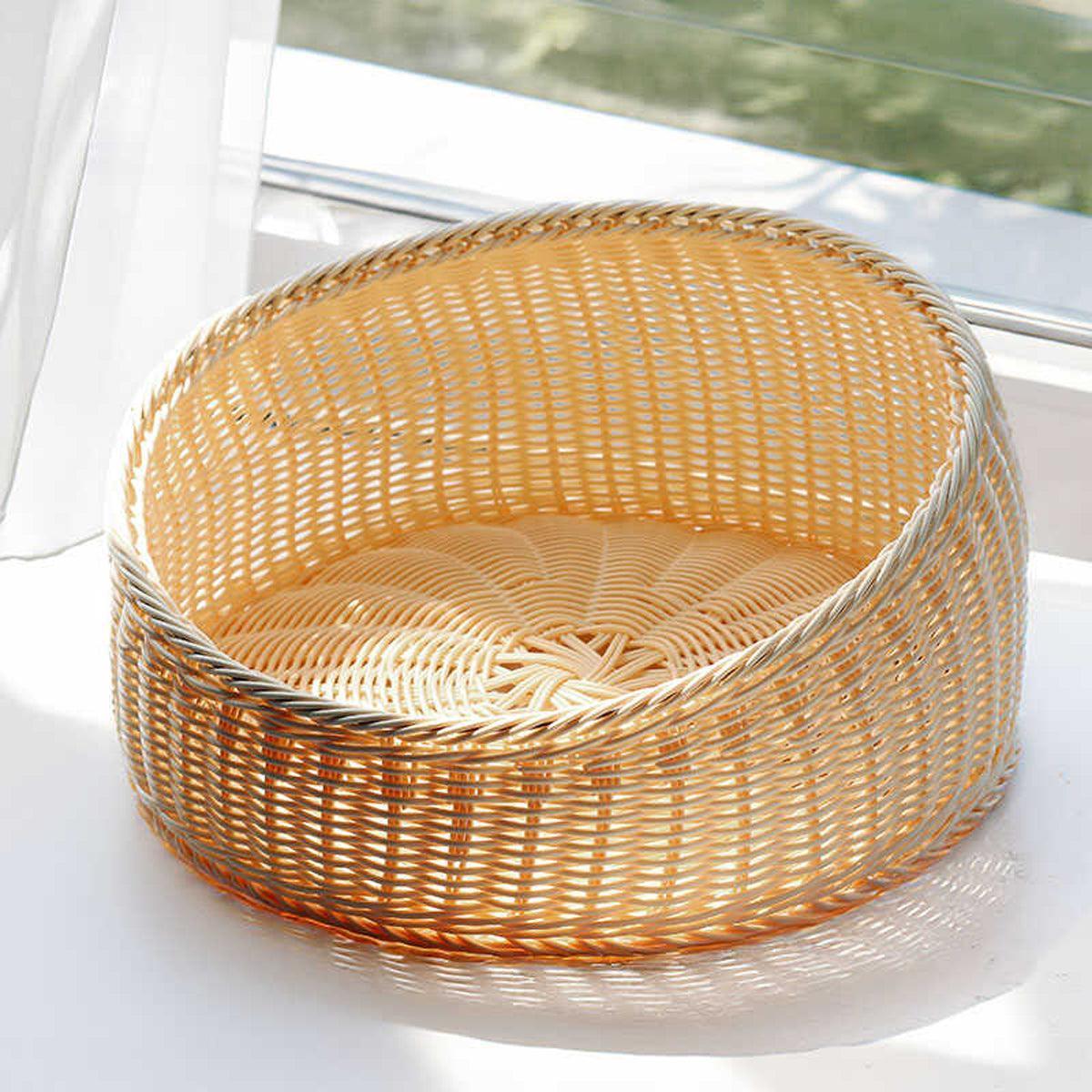 Rattan Cat Nest Four Seasons Open Cat House Summer Bed for Cats Pet Supplies - Green - Mekamart Australia