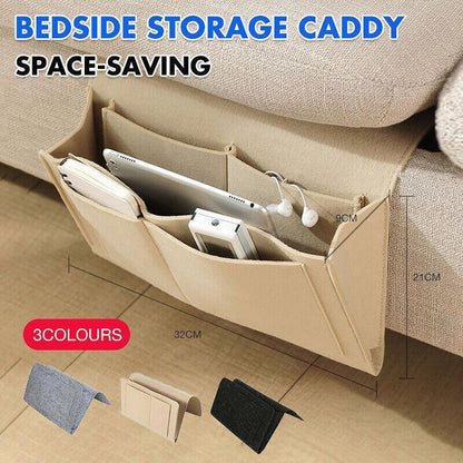 Bedside Storage Caddy Hanging Organizer Pocket Bag for Phone Remote Book - Black - Mekamart Australia