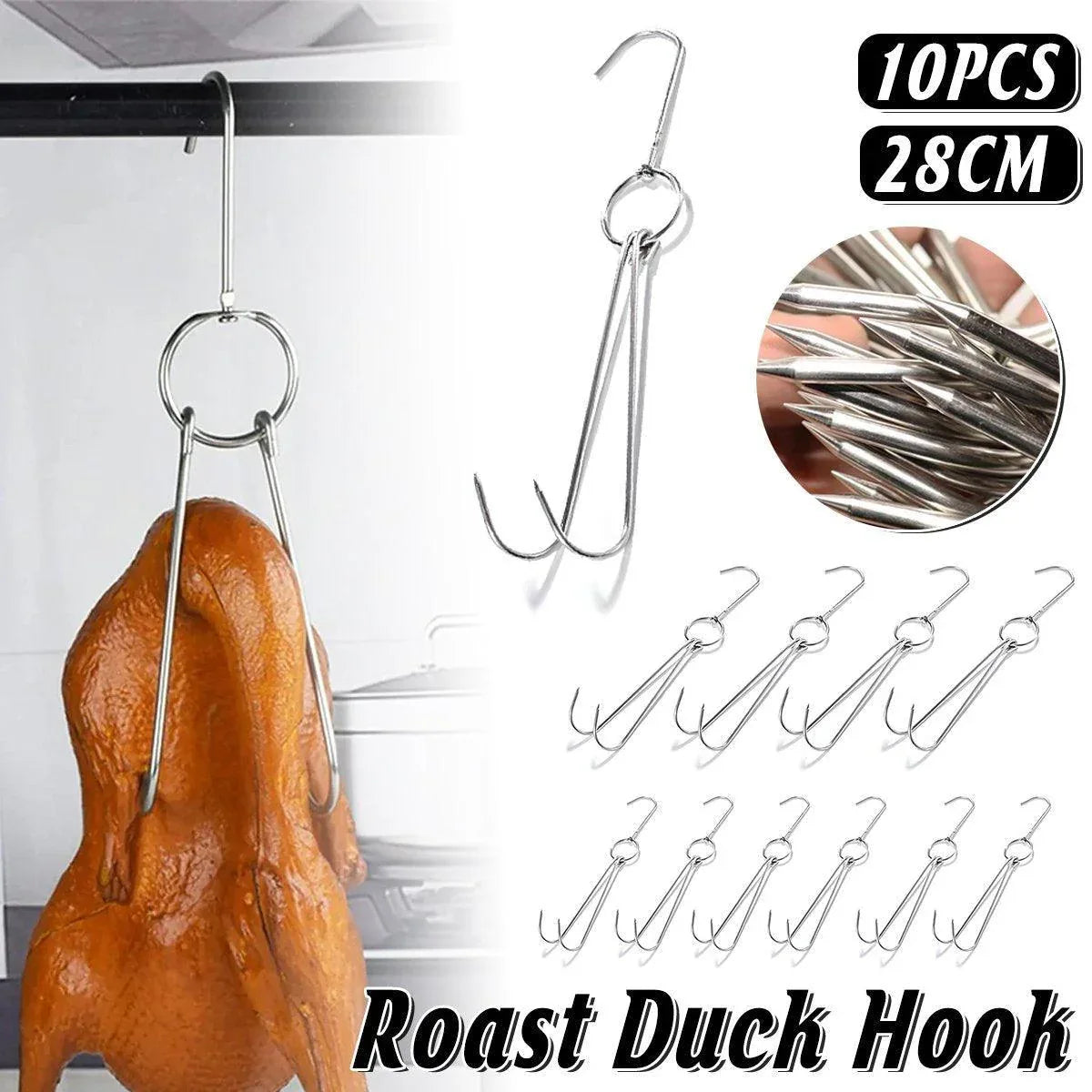 10PCS Stainless Steel Roast Duck Hooks Duty Double Hooks for Chicken Meat Goose - Mekamart Australia