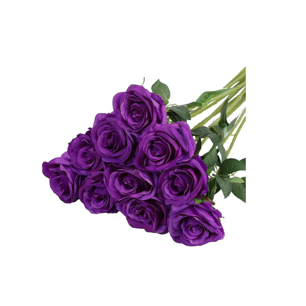 10pcs Artificial Silk Simulation Rose Flowers - Wedding Party Home Decorations - Dark-Blue - Mekamart Australia
