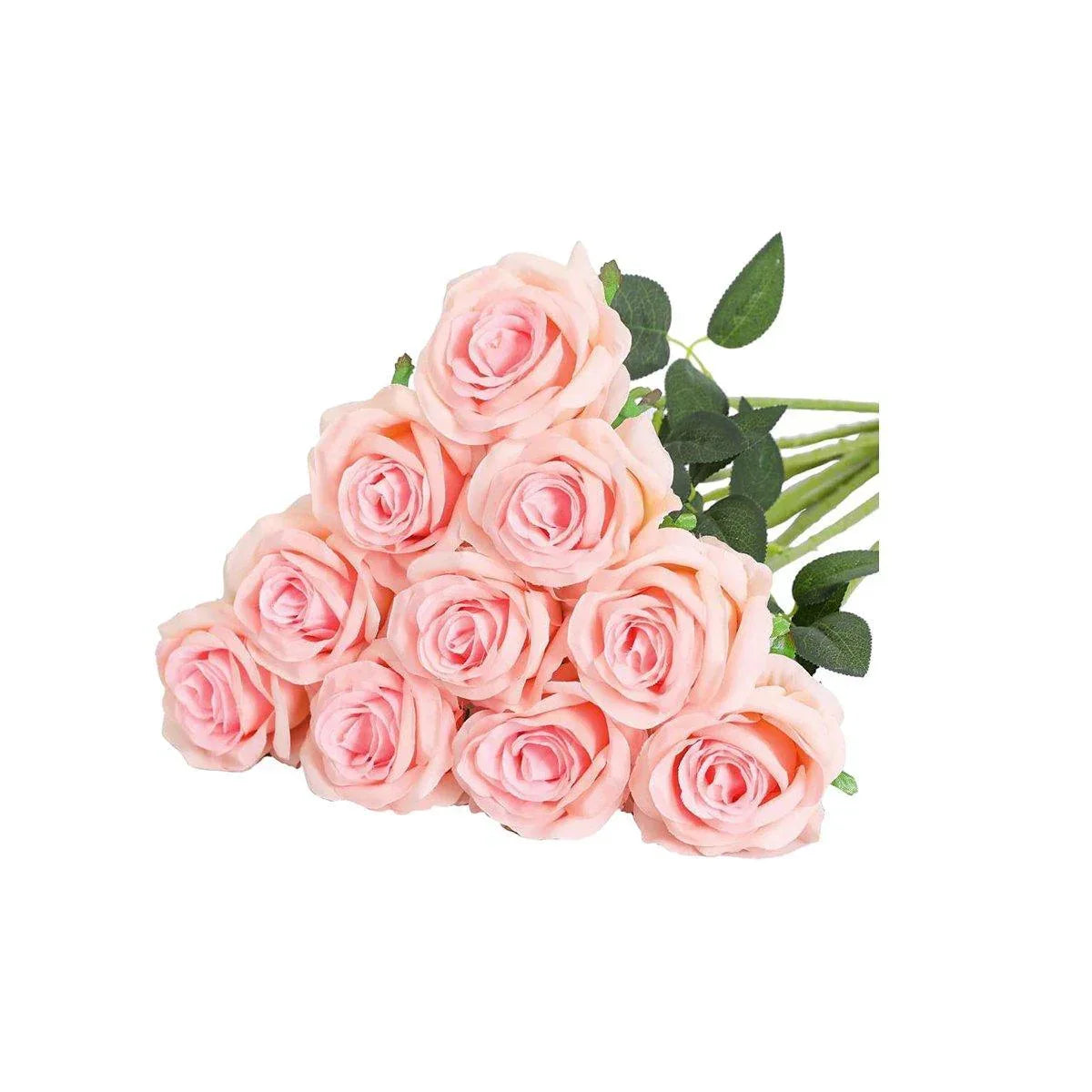 10pcs Artificial Silk Simulation Rose Flowers - Wedding Party Home Decorations - Gold - Mekamart Australia