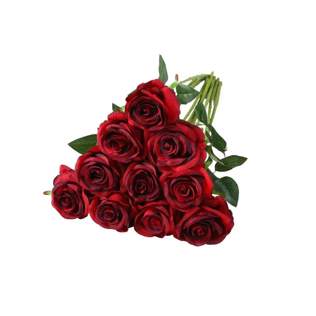 10pcs Artificial Silk Simulation Rose Flowers - Wedding Party Home Decorations - Gold - Mekamart Australia