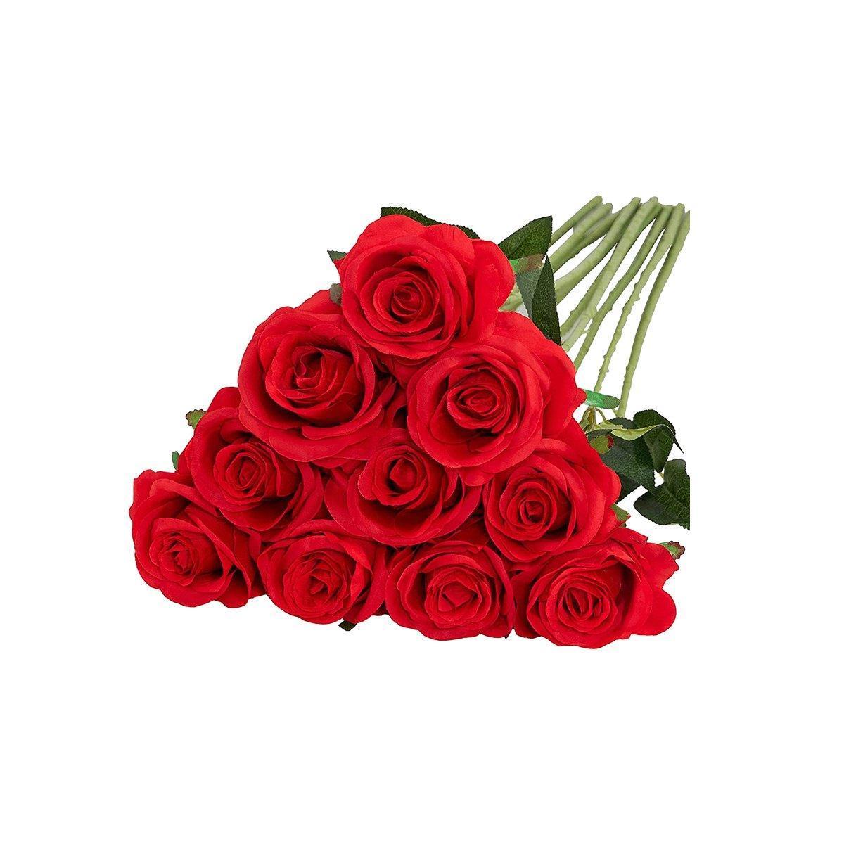 10pcs Artificial Silk Simulation Rose Flowers - Wedding Party Home Decorations - Silver - Mekamart Australia