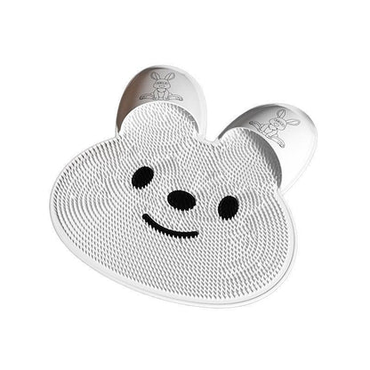 Silicone Foot Scrubber Rabbit Tub Mat Suction Cup Exfoliating Brush Cleaning Mat - Khaki - Mekamart Australia