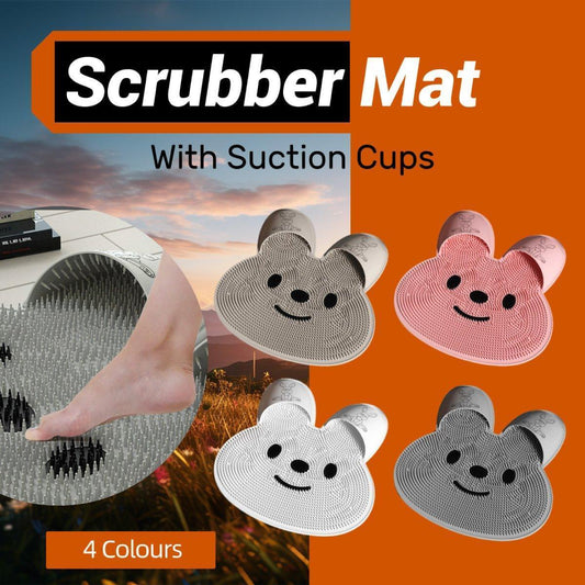 Silicone Foot Scrubber Rabbit Tub Mat Suction Cup Exfoliating Brush Cleaning Mat - White - Mekamart Australia