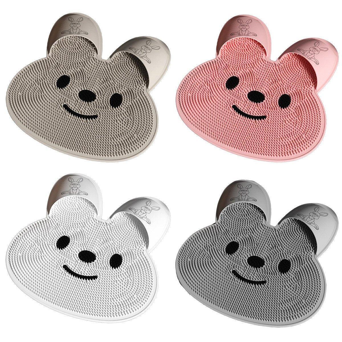 Silicone Foot Scrubber Rabbit Tub Mat Suction Cup Exfoliating Brush Cleaning Mat - White - Mekamart Australia