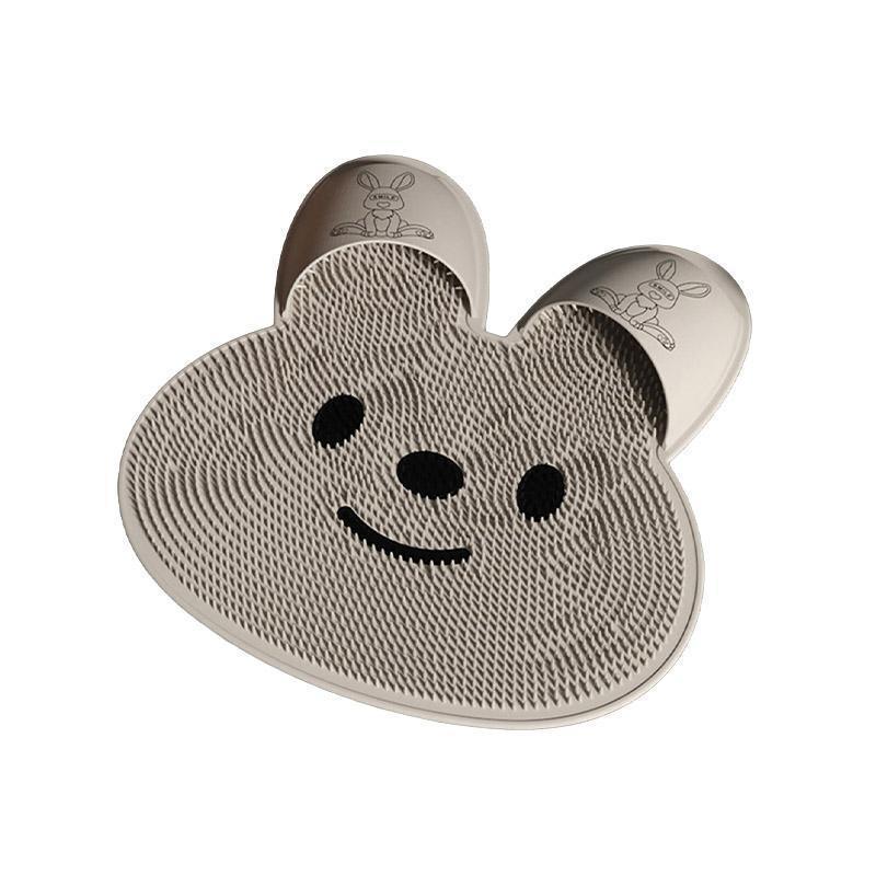 Silicone Foot Scrubber Rabbit Tub Mat Suction Cup Exfoliating Brush Cleaning Mat - White - Mekamart Australia