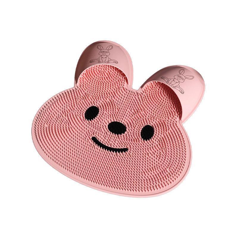 Silicone Foot Scrubber Rabbit Tub Mat Suction Cup Exfoliating Brush Cleaning Mat - White - Mekamart Australia