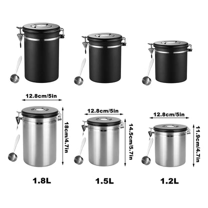 Coffee Powder Sealed Jar Airtight Storage Container for Kitchen Tea Sugar Beans - Silvery-1500ml - Mekamart Australia