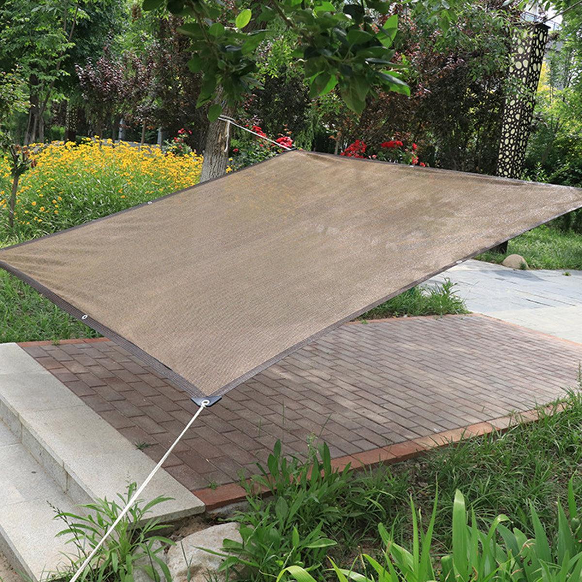Breathable Sun Shade Sail Canopy Cover Curved Edge Patio Awning Outdoor Brown - Mekamart Australia