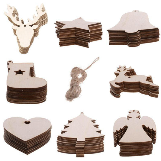 Wooden Christmas Hanging Ornament for Tree DIY Craft Decoration 10pcs - Christmas Stocking - Mekamart Australia