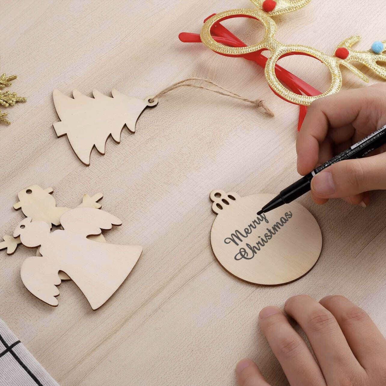 Wooden Christmas Hanging Ornament for Tree DIY Craft Decoration 10pcs - Star - Mekamart Australia