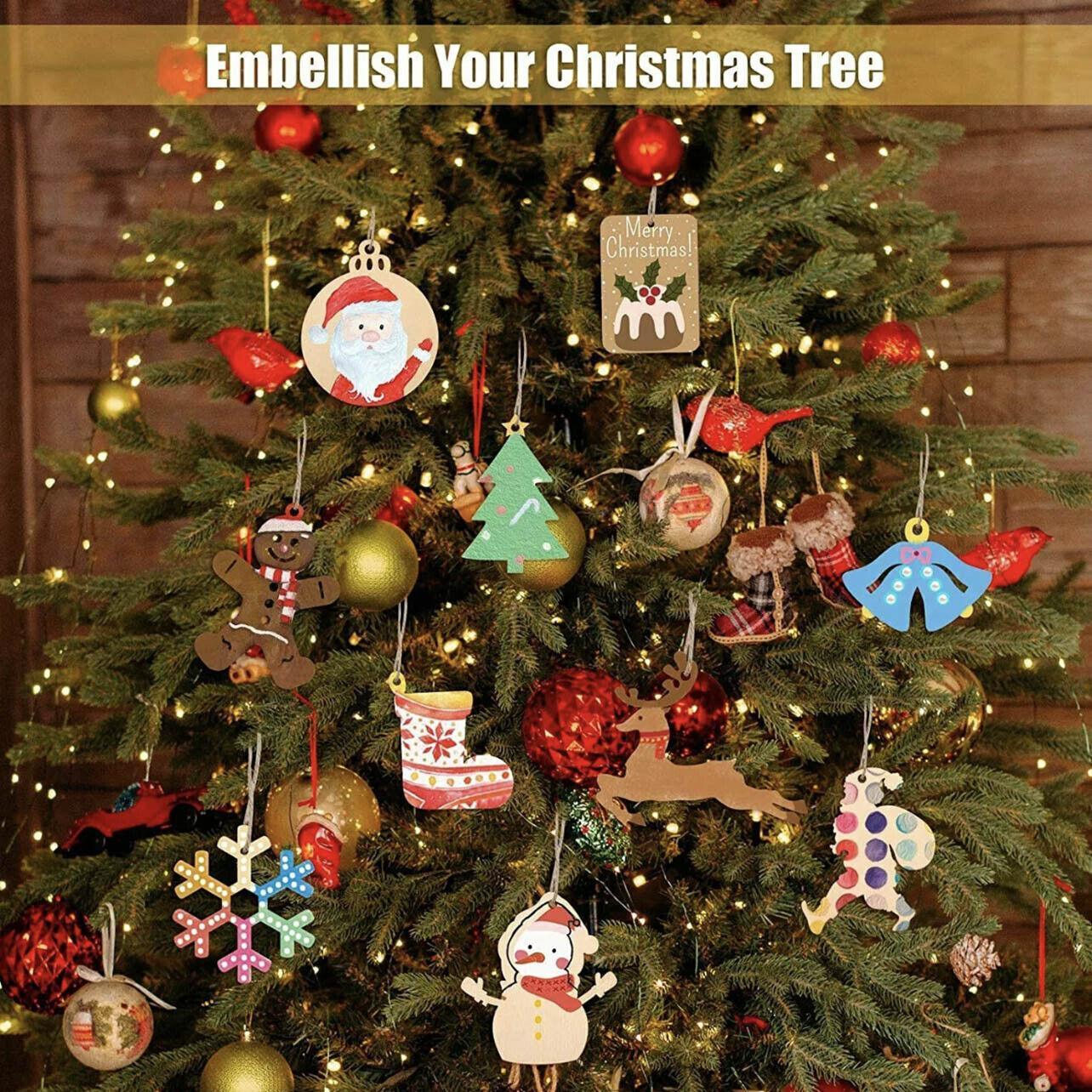 Wooden Christmas Hanging Ornament for Tree DIY Craft Decoration 10pcs - Star - Mekamart Australia