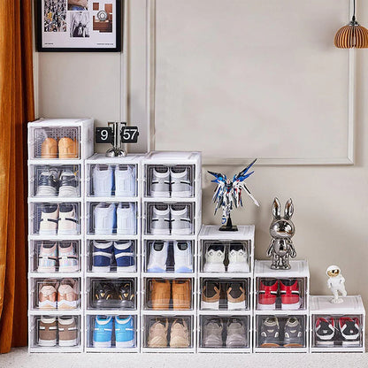 Easy Assemble Shoe Box Foldable Rack 3/6 Layers Storage Transparent Drawers - 3-Tier - Mekamart Australia