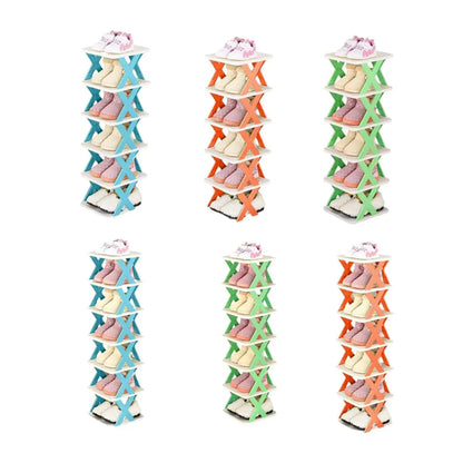 6/7 Tier Shoe Rack Space Saving Small Shoe Cabinet Storage Shelf Organizer - Blue-6 Layer - Mekamart Australia