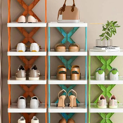 6/7 Tier Shoe Rack Space Saving Small Shoe Cabinet Storage Shelf Organizer - Blue-6 Layer - Mekamart Australia