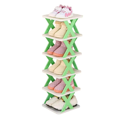 6/7 Tier Shoe Rack Space Saving Small Shoe Cabinet Storage Shelf Organizer - Blue-6 Layer - Mekamart Australia