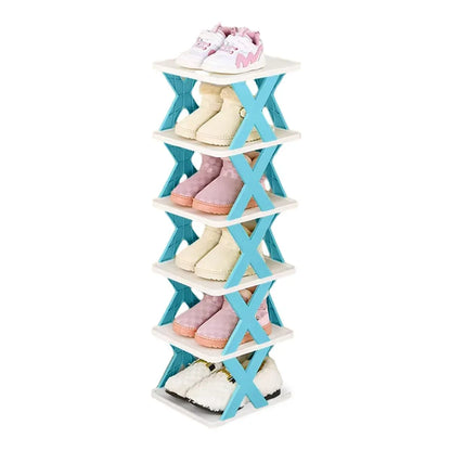 6/7 Tier Shoe Rack Space Saving Small Shoe Cabinet Storage Shelf Organizer - Orange-7 Layer - Mekamart Australia