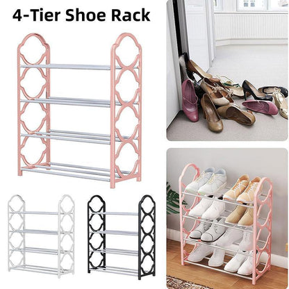 Four Layer Shoe Rack Storage Organizer Multi Tier Shoe Shelf for Entryway Closet - Pink - Mekamart Australia