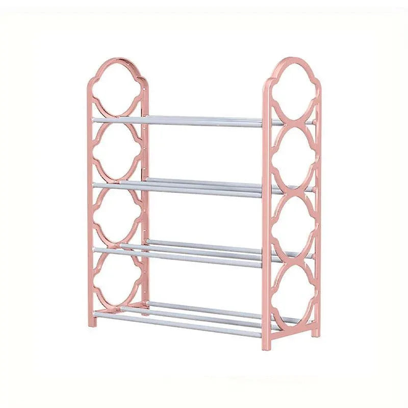 Four Layer Shoe Rack Storage Organizer Multi Tier Shoe Shelf for Entryway Closet - Pink - Mekamart Australia