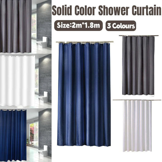 Solid Color Waterproof Shower Curtain Bathroom Decor Resistant Fabric Liner - Blue - Mekamart Australia