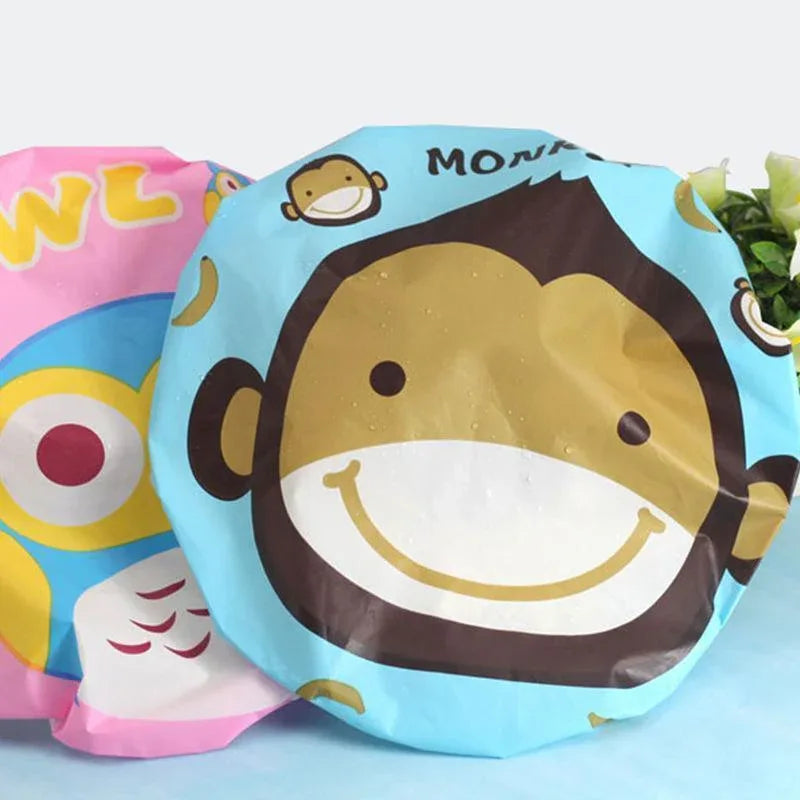 Reusable Women Girls Hair Wrap Waterproof Shower Bath Shower Cap Hat - Monkey - Mekamart Australia