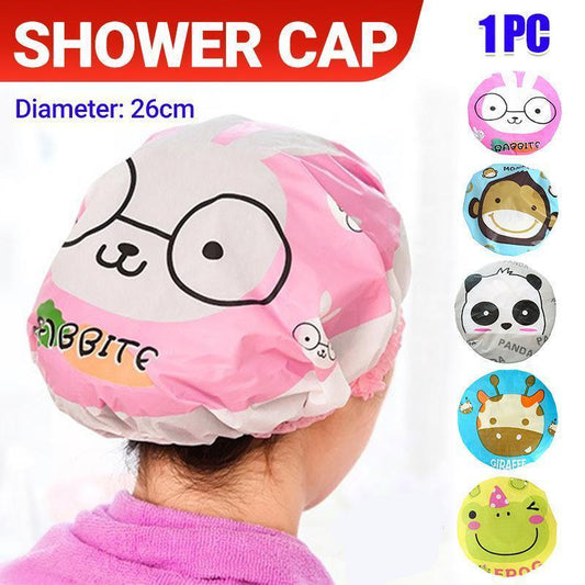 Reusable Women Girls Hair Wrap Waterproof Shower Bath Shower Cap Hat - Rabbit - Mekamart Australia