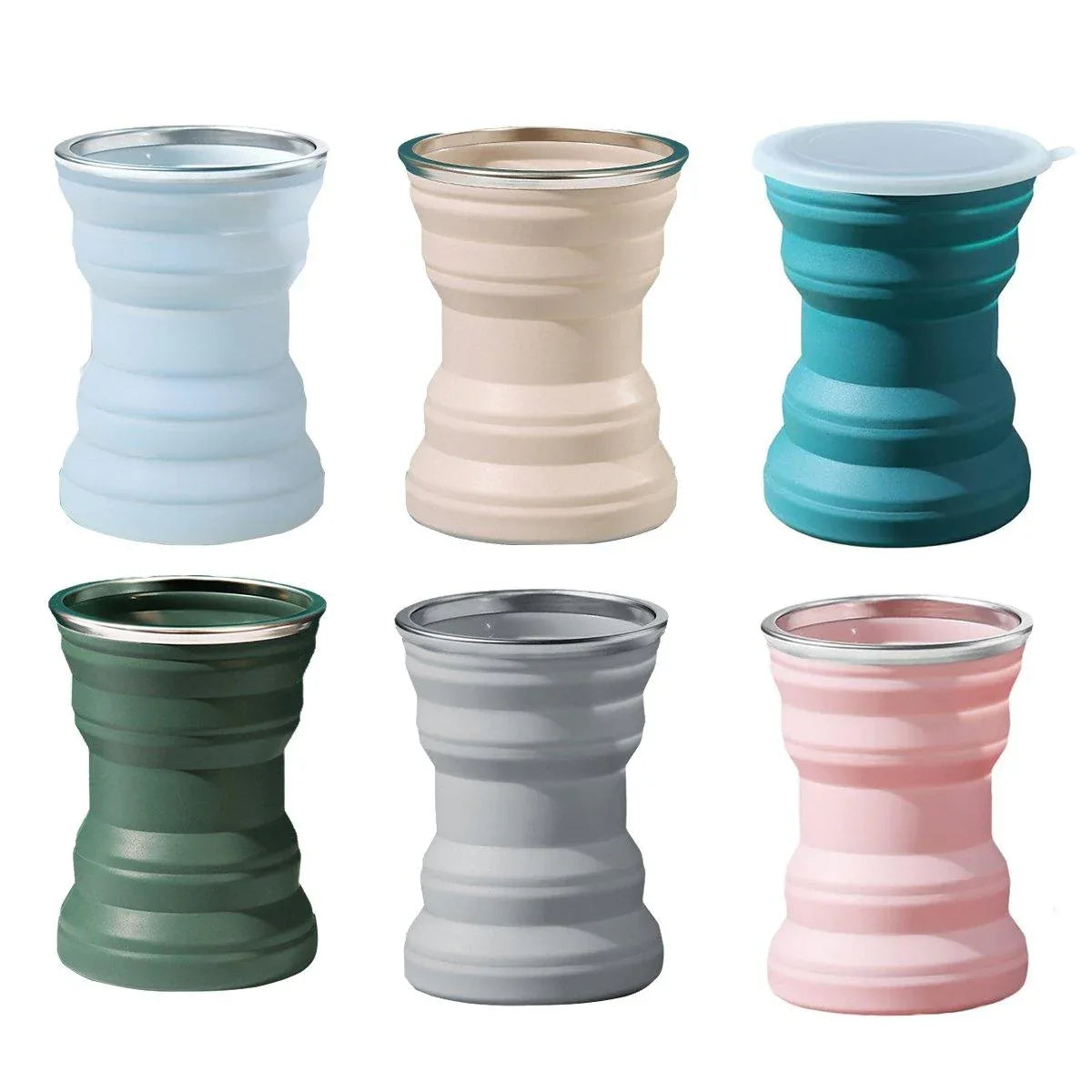 Silicone Folding Travel Mug Portable Retractable Collapsible Mug Outdoor Camping - Sakura Pink - Mekamart Australia
