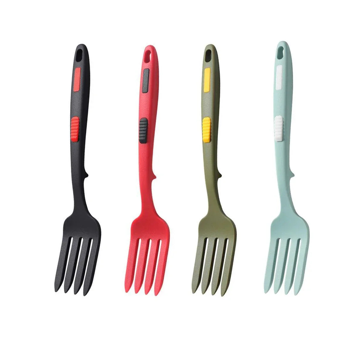 2PCS Silicone Heat Resistant Flexible Cooking Forks Dishwasher Safe Kitchen - Red-Black - Mekamart Australia