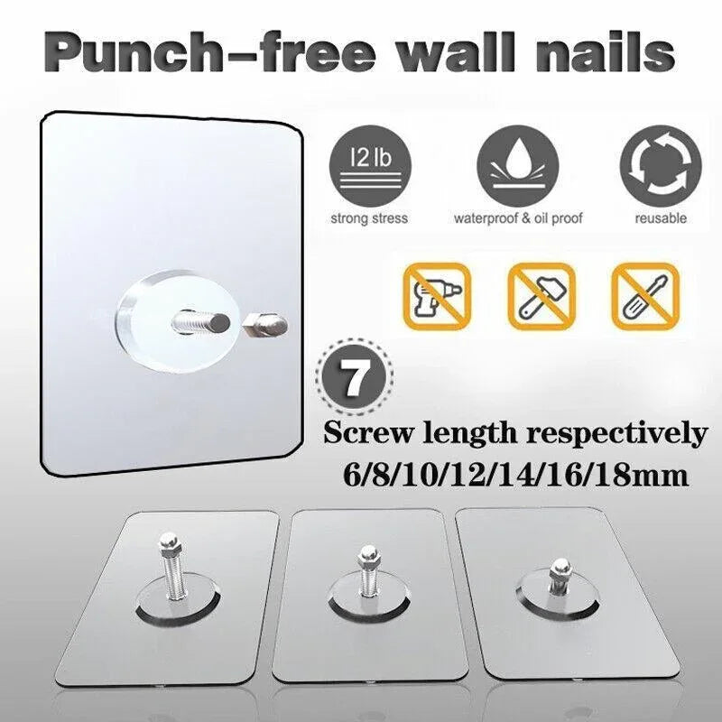 10X Punch-Free Adhesive Wall Hanging Hooks - 10mm - Mekamart Australia