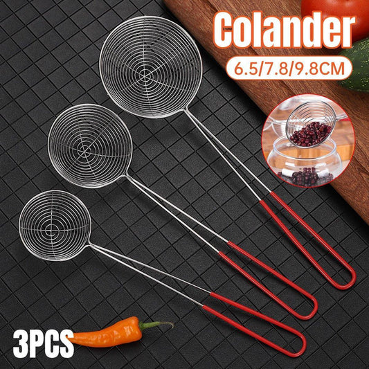 3X Stainless Steel Slotted Filter Spoon MilkTea Kitchen Tool OilSkimmer Strainer - Mekamart Australia